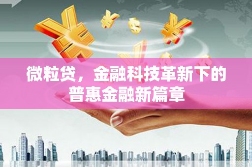 南市微粒贷，金融科技革新下的普惠金融新篇章