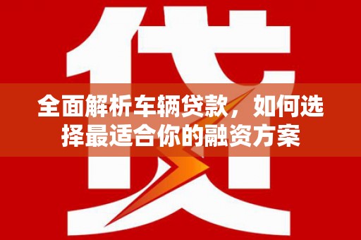 南市全面解析车辆贷款，如何选择最适合你的融资方案